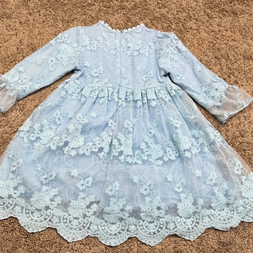 NNJXD Elegant Blue Lace Girls Kids Dress Size 8
